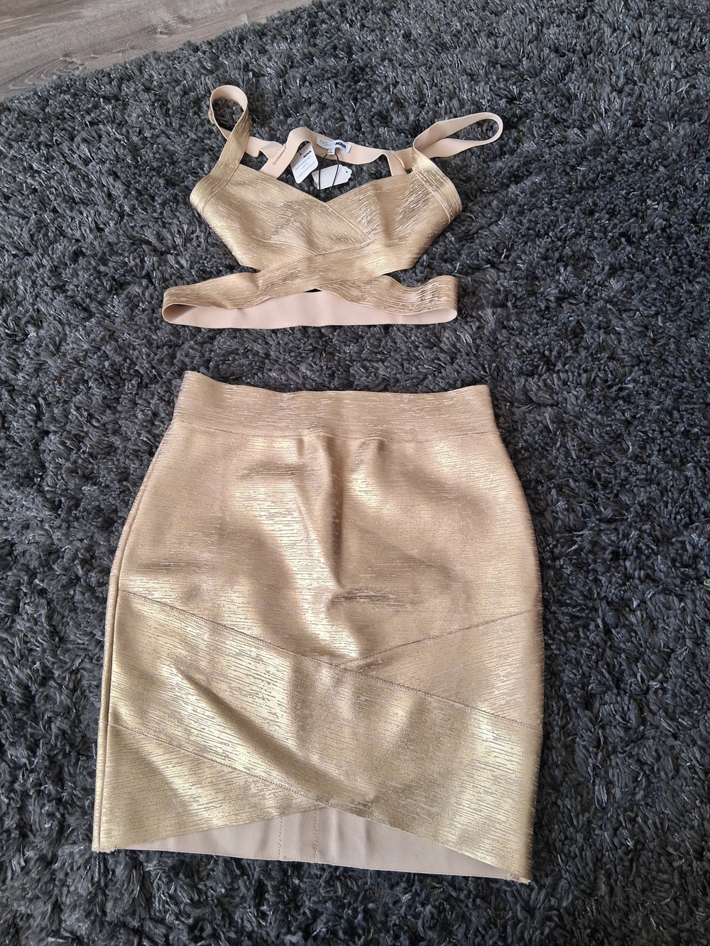 Metallic Gold Pencil Skirt - Women's Gold Skirt Set